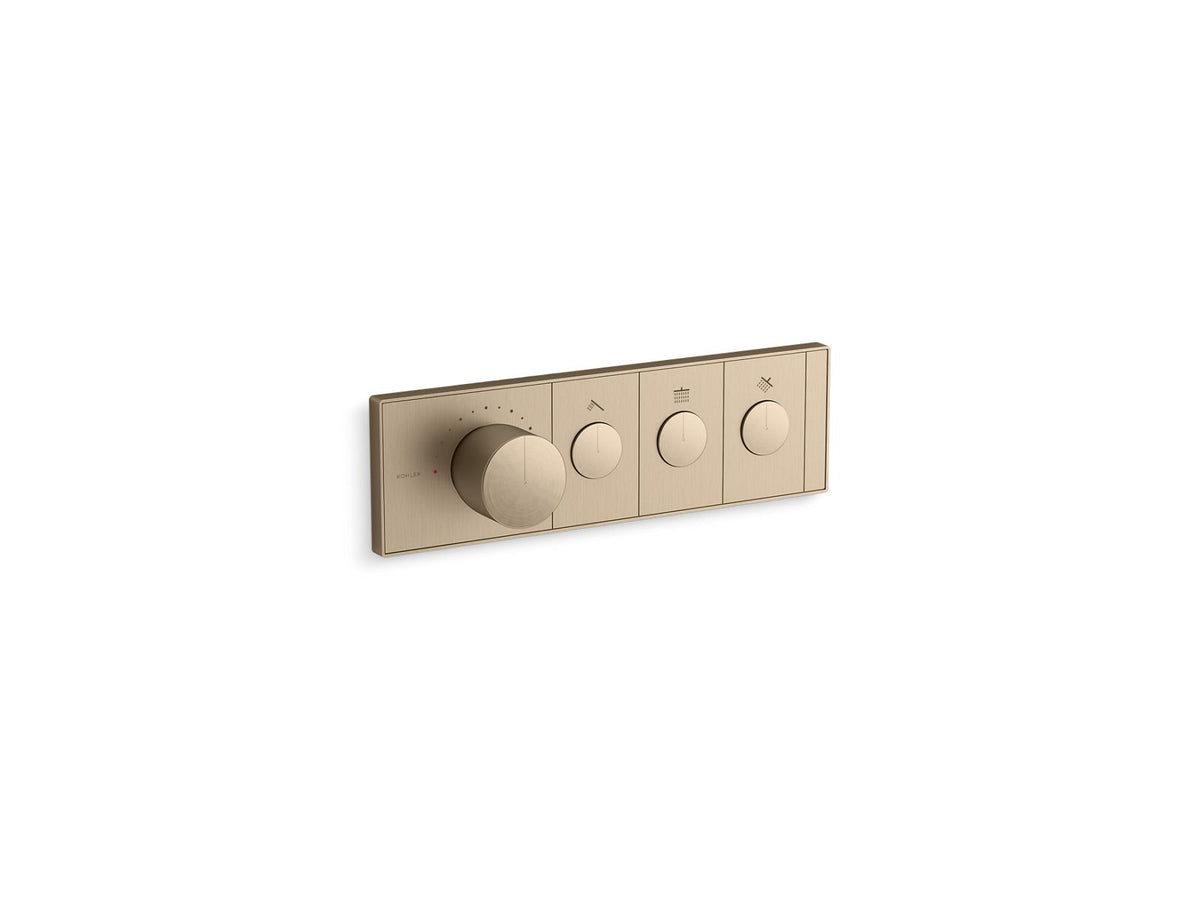 KOHLER K-26347-9-BV Anthem Three-Outlet Recessed Mechanical Thermostatic Valve Control - Vibrant Brushed Bronze
