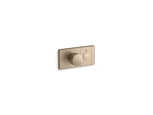 KOHLER K-26345-9-BV Anthem One-Outlet Recessed Mechanical Thermostatic Valve Control In Vibrant Brushed Bronze