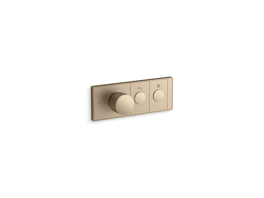 KOHLER K-26346-9-BV Anthem Two-Outlet Recessed Mechanical Thermostatic Valve Control In Vibrant Brushed Bronze