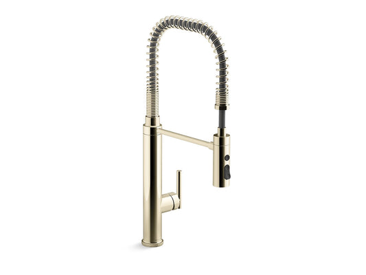 KOHLER K-24982-AF Purist Semi-Professional Kitchen Sink Faucet With Three-Function Sprayhead In Vibrant French Gold