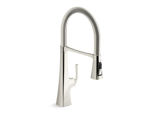 KOHLER K-22061-SN Graze Semi-Professional Kitchen Sink Faucet With Three-Function Sprayhead In Vibrant Polished Nickel