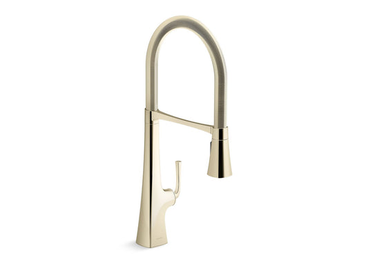 KOHLER K-22060-AF Graze Semi-Professional Kitchen Sink Faucet With Three-Function Sprayhead In Vibrant French Gold