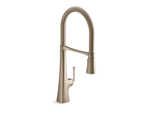 KOHLER K-22060-BV Graze Semi-Professional Kitchen Sink Faucet With Three-Function Sprayhead In Vibrant Brushed Bronze