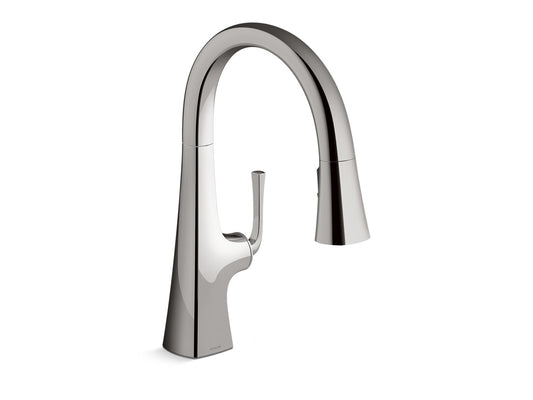 KOHLER K-22063-TT Graze Pull-Down Kitchen Sink Faucet With Three-Function Sprayhead In Vibrant Titanium