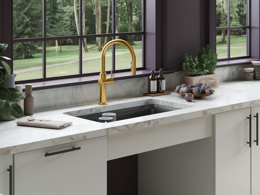 KOHLER K-22974-2MB Crue Touchless Pull-Down Kitchen Sink Faucet With Three-Function Sprayhead - Vibrant Brushed Moderne Brass