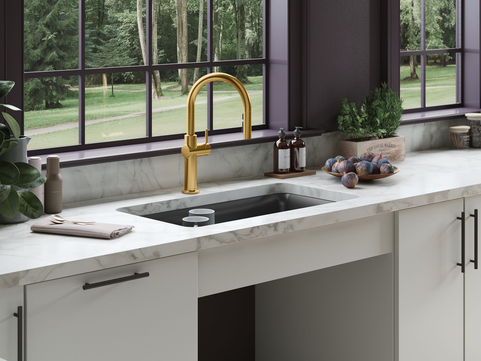 KOHLER K-22974-2MB Crue Touchless Pull-Down Kitchen Sink Faucet With Three-Function Sprayhead - Vibrant Brushed Moderne Brass