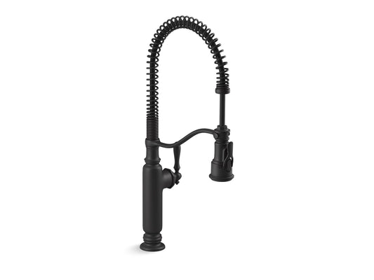 KOHLER K-77515-BL Tournant Semi-Professional Kitchen Sink Faucet With Three-Function Sprayhead In Matte Black