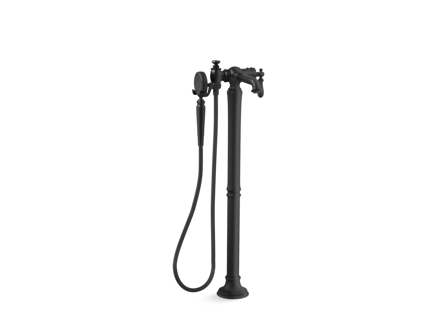 KOHLER K-T72790-9M-BL Artifacts Floor-Mount Bath Filler Trim With Handshower In Matte Black