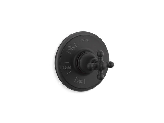 KOHLER K-TS72767-3-BL Artifacts Rite-Temp Valve Trim With Cross Handle In Matte Black