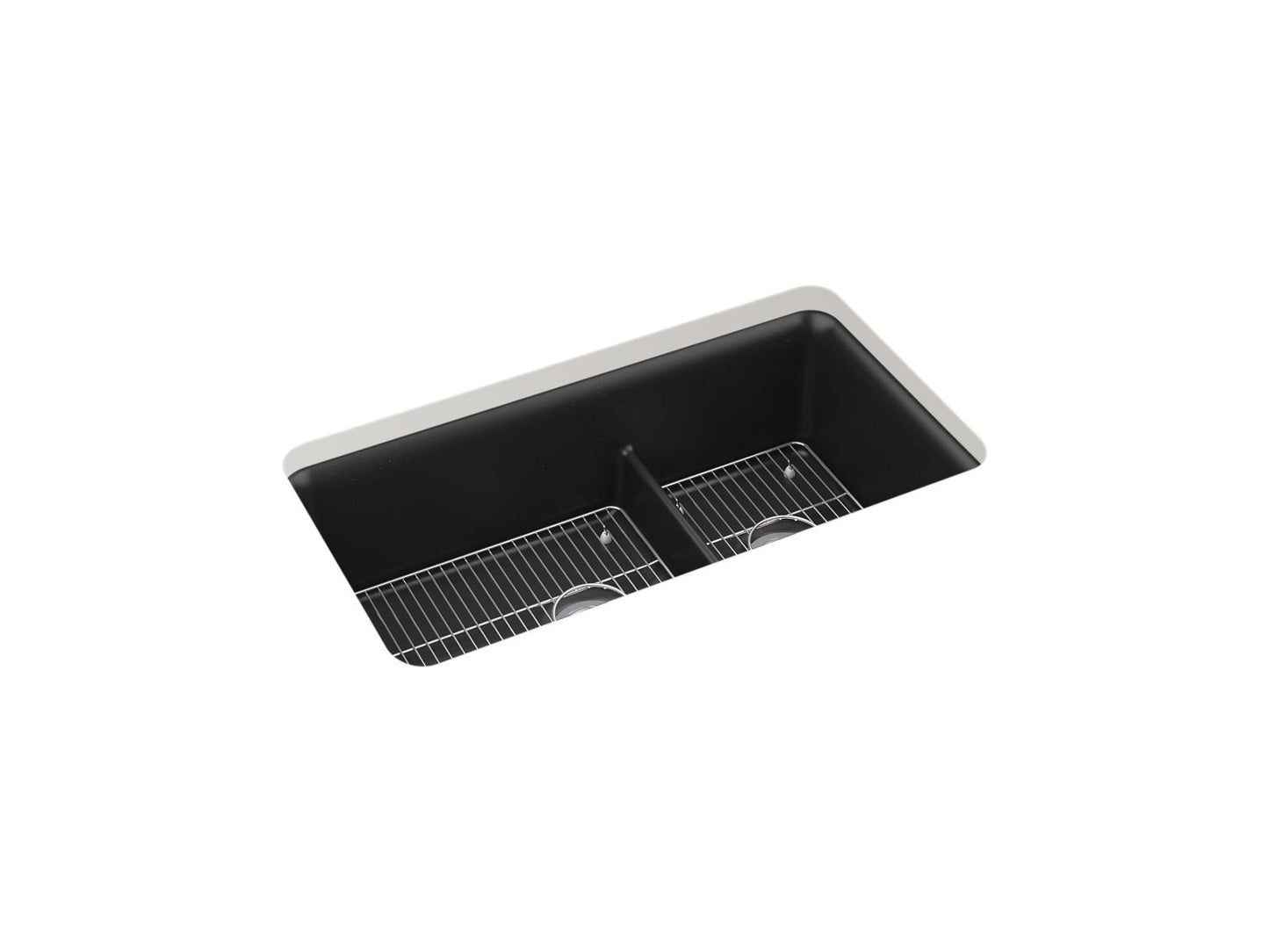 KOHLER K-27786-CM1 Cairn Smart Divide 33-1/2" Undermount Double-Bowl Kitchen Sink In Matte Black