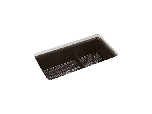 KOHLER K-27786-CM2 Cairn Smart Divide 33-1/2" Undermount Double-Bowl Kitchen Sink In Matte Brown