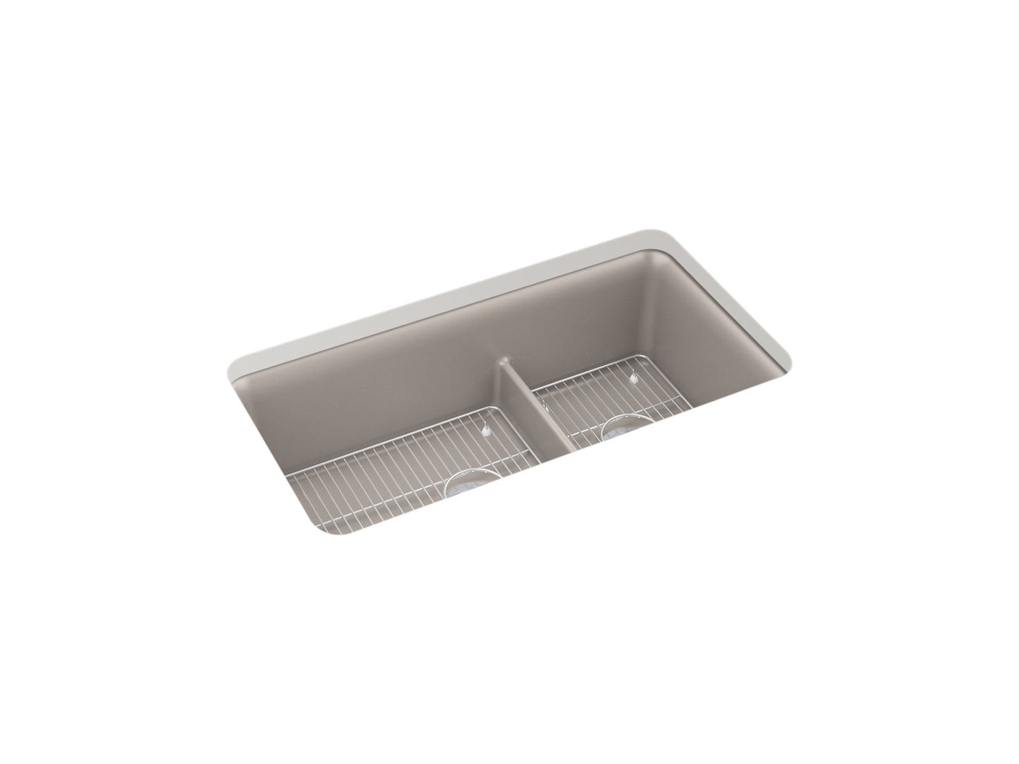 KOHLER K-27786-CM3 Cairn Smart Divide 33-1/2" Undermount Double-Bowl Kitchen Sink In Matte Taupe