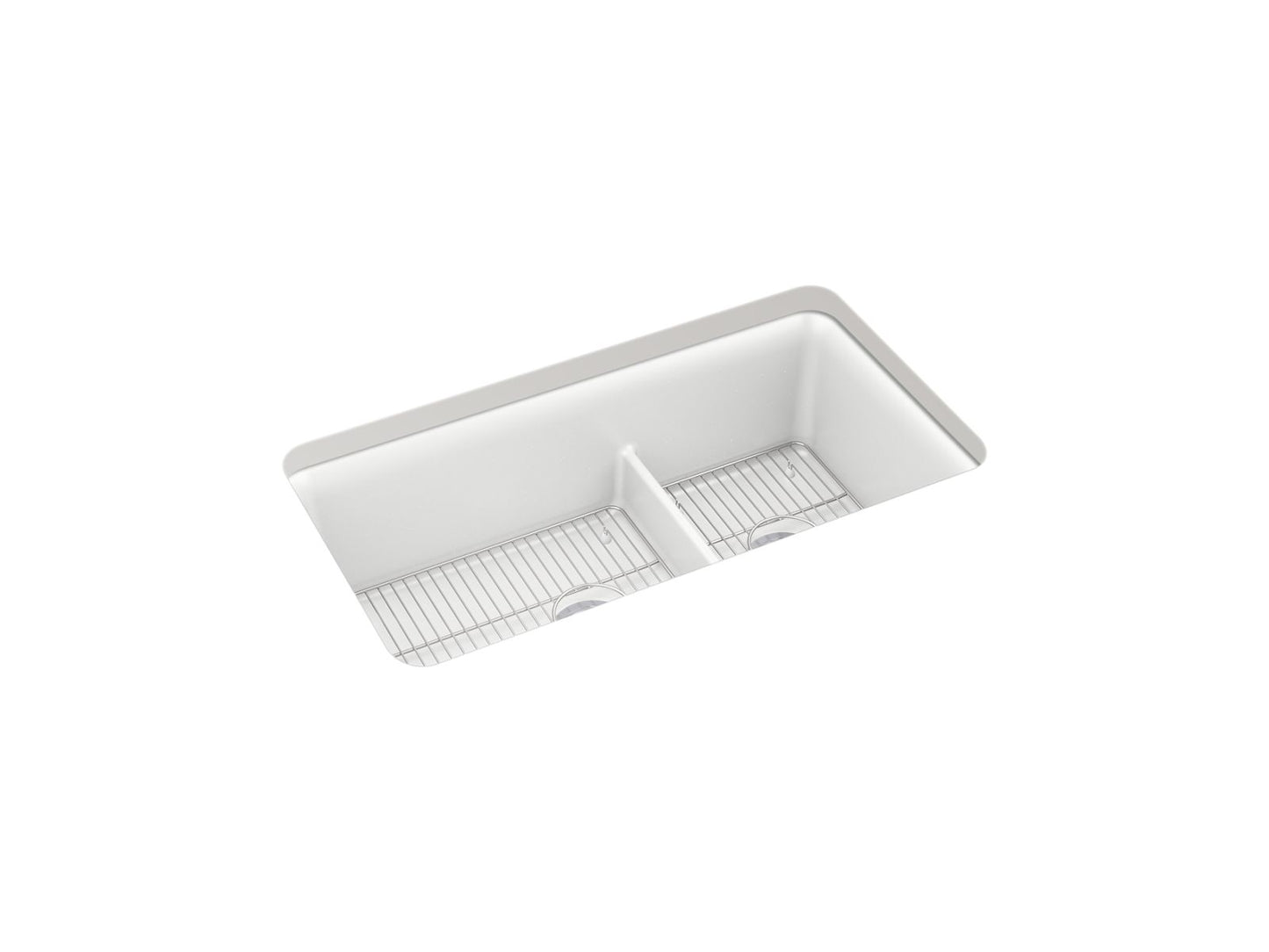 KOHLER K-27786-CM6 Cairn Smart Divide 33-1/2" Undermount Double-Bowl Kitchen Sink In Matte White