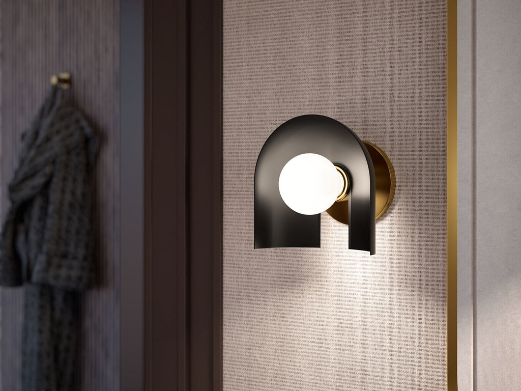 KOHLER K-31782-SC01-BML Jabot One-Light Sconce - Black With Brass Trim