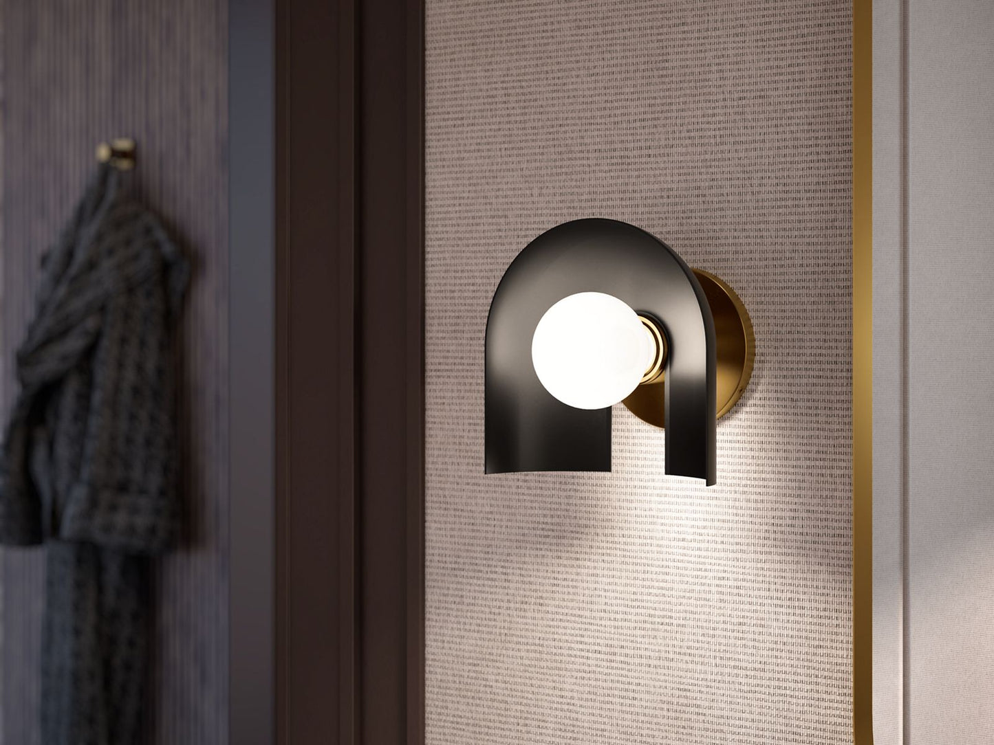 KOHLER K-31782-SC01-BML Jabot One-light sconce - Black with Brass Trim