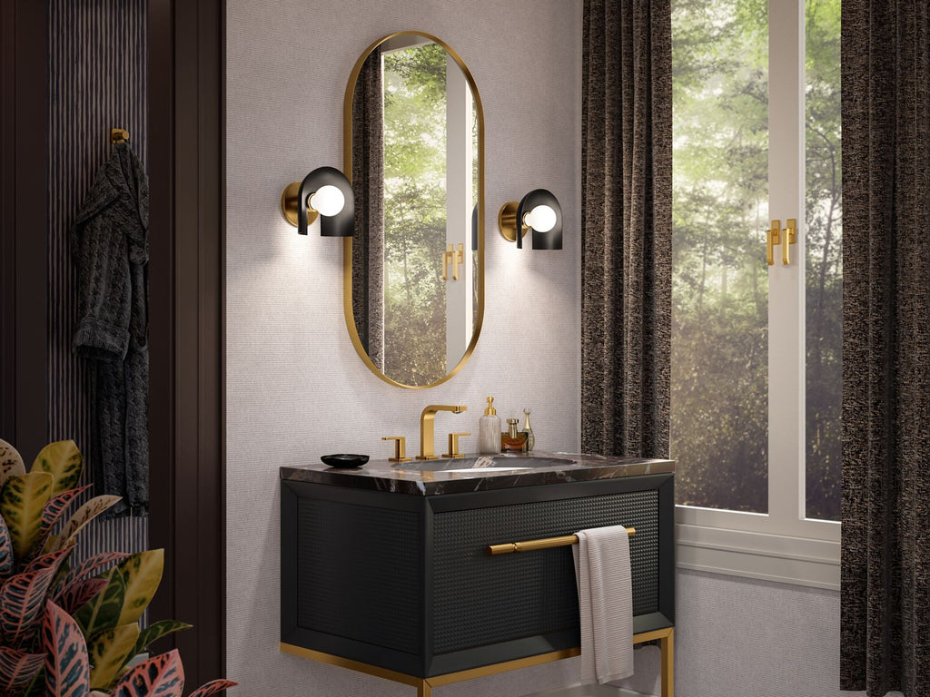 KOHLER K-31782-SC01-BML Jabot One-Light Sconce - Black With Brass Trim