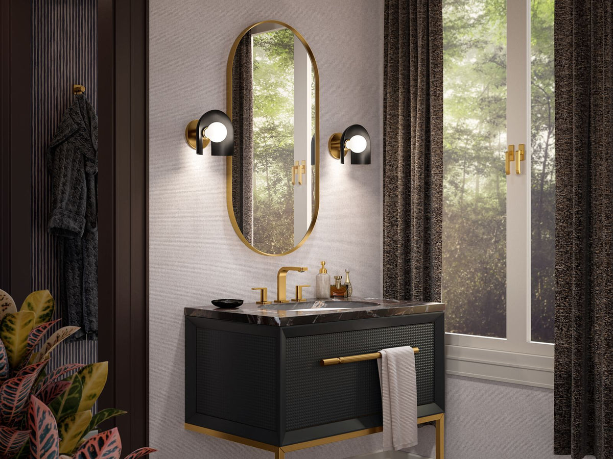 KOHLER K-31782-SC01-BML Jabot One-Light Sconce - Black With Brass Trim