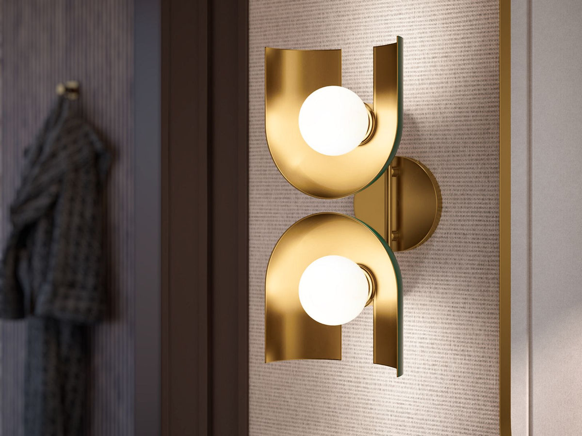 KOHLER K-31783-SC02-BML Jabot Two-Light Sconce - Black With Brass Trim