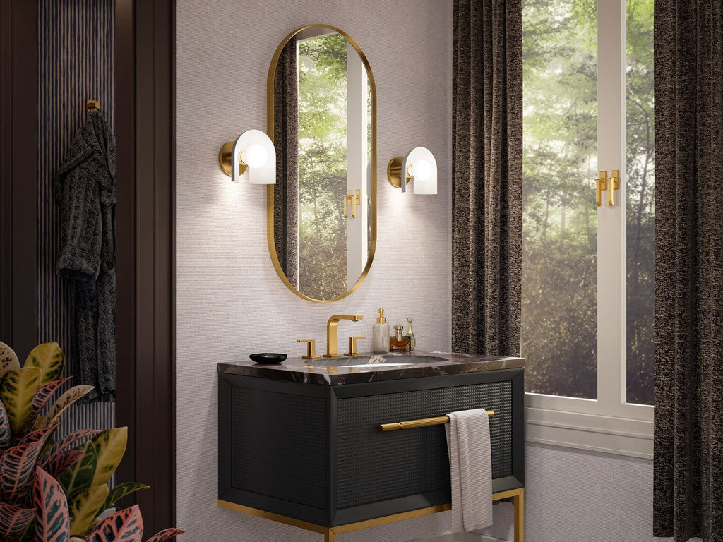KOHLER K-31782-SC01-BML Jabot One-Light Sconce - Black With Brass Trim