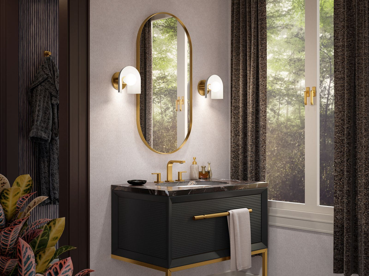 KOHLER K-31782-SC01-BML Jabot One-Light Sconce - Black With Brass Trim