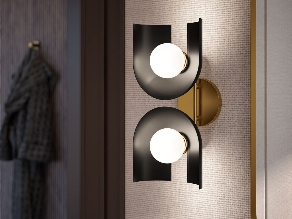 KOHLER K-31783-SC02-BML Jabot Two-Light Sconce - Black With Brass Trim