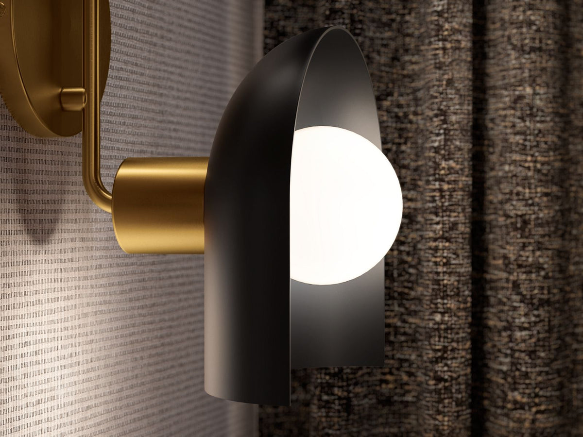 KOHLER K-31783-SC02-BML Jabot Two-Light Sconce - Black With Brass Trim