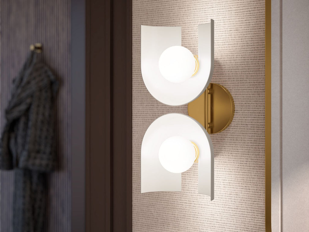 KOHLER K-31783-SC02-BML Jabot Two-Light Sconce - Black With Brass Trim