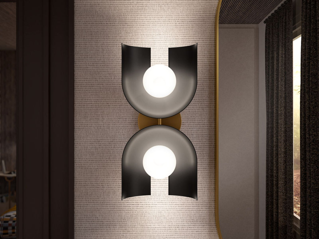 KOHLER K-31783-SC02-BML Jabot Two-Light Sconce - Black With Brass Trim