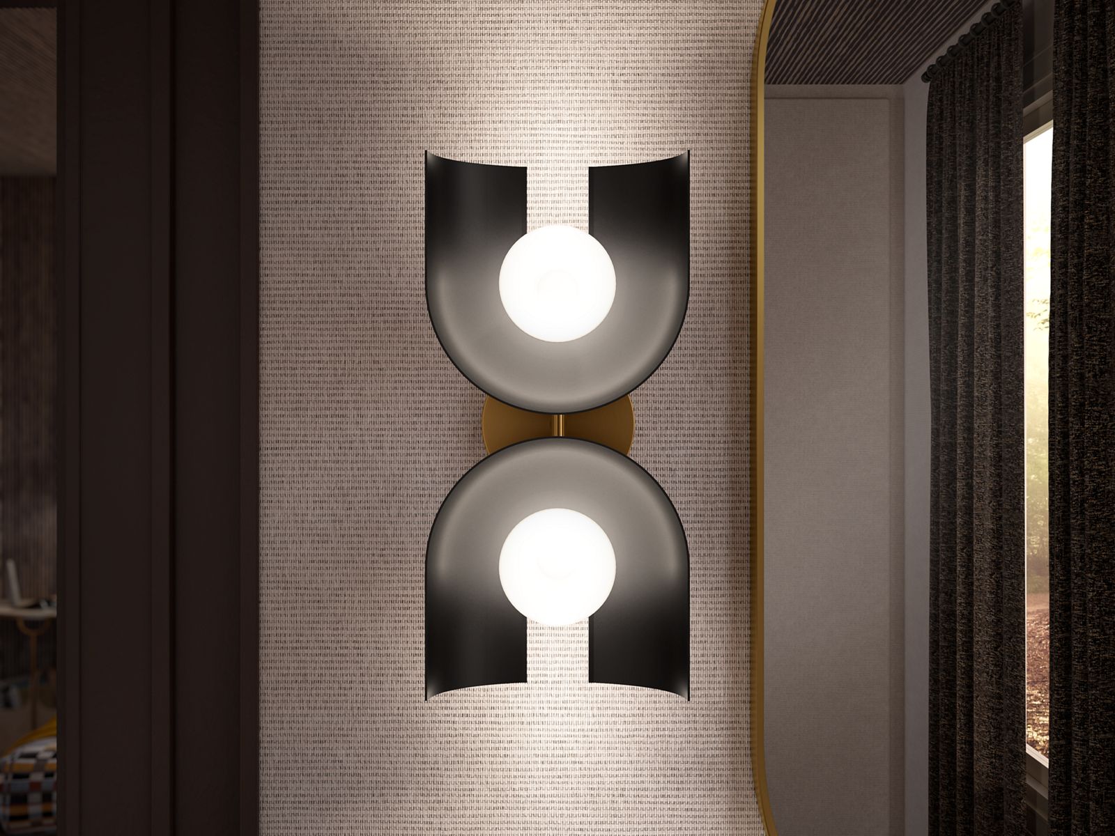 KOHLER K-31783-SC02-BML Jabot Two-Light Sconce - Black With Brass Trim