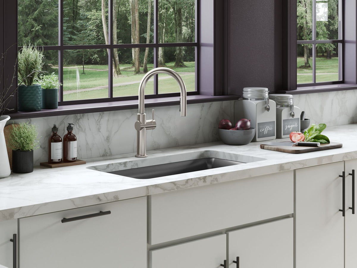 KOHLER K-22974-2MB Crue Touchless Pull-Down Kitchen Sink Faucet With Three-Function Sprayhead - Vibrant Brushed Moderne Brass