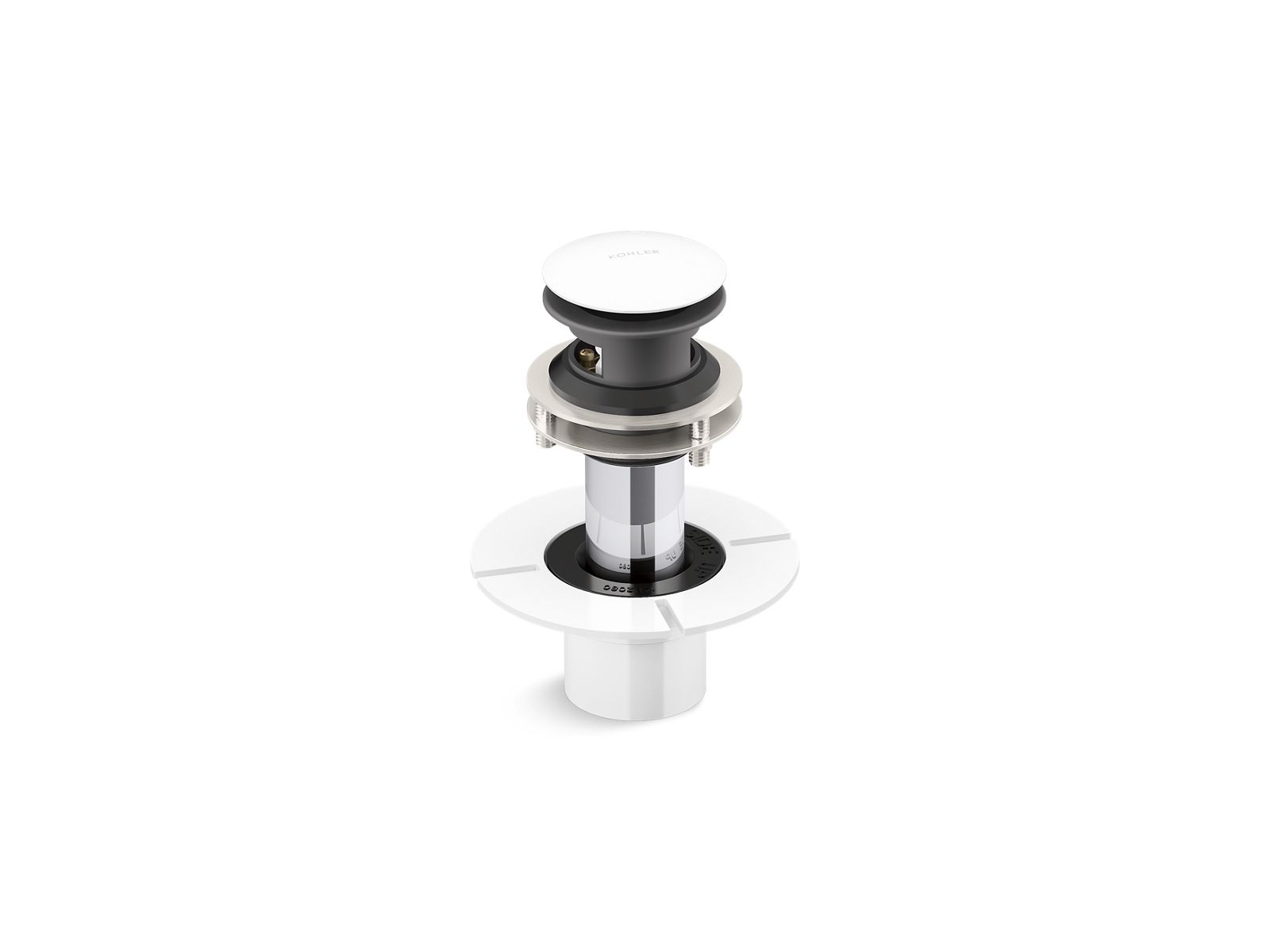 KOHLER K-25863-0 Snapflo Toe-Tap Bath Drain - White