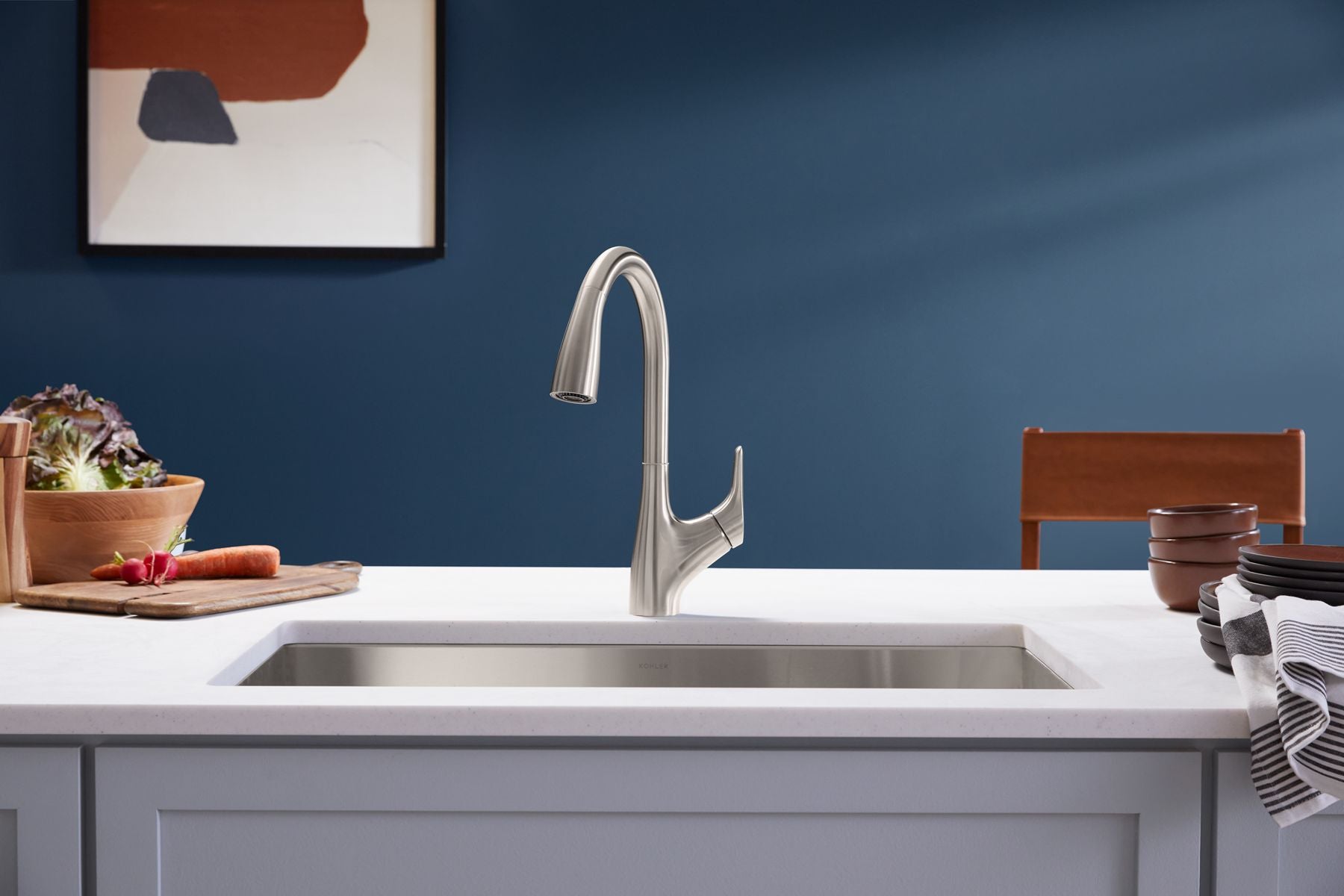 KOHLER K-30469-BL Rival Pull-Down Kitchen Sink Faucet With Two-Function Sprayhead - Matte Black
