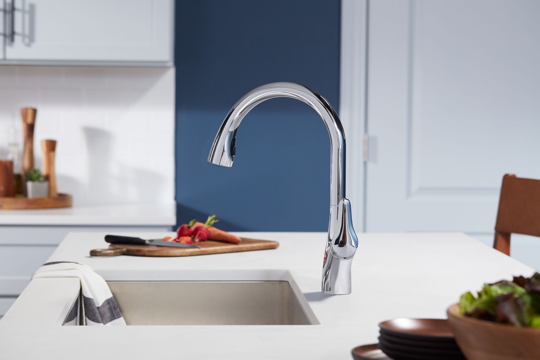 KOHLER K-30469-BL Rival Pull-Down Kitchen Sink Faucet With Two-Function Sprayhead - Matte Black