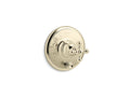 KOHLER K-T72768-3-AF Artifacts Rite-Temp Valve Trim With Push-Button Diverter And Cross Handle - Vibrant French Gold