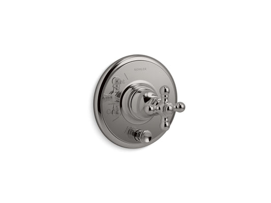 KOHLER K-T72768-3-TT Artifacts Rite-Temp valve trim with push-button diverter and cross handle - Vibrant Titanium
