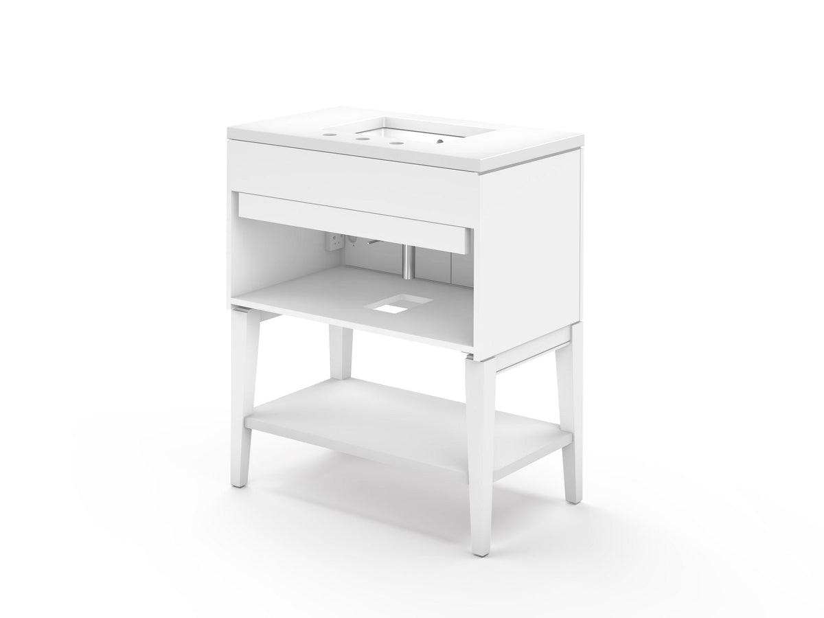 KOHLER K-33578-ASB-0 Winnow 30" Bathroom Vanity Cabinet With Sink And Quartz Top - White