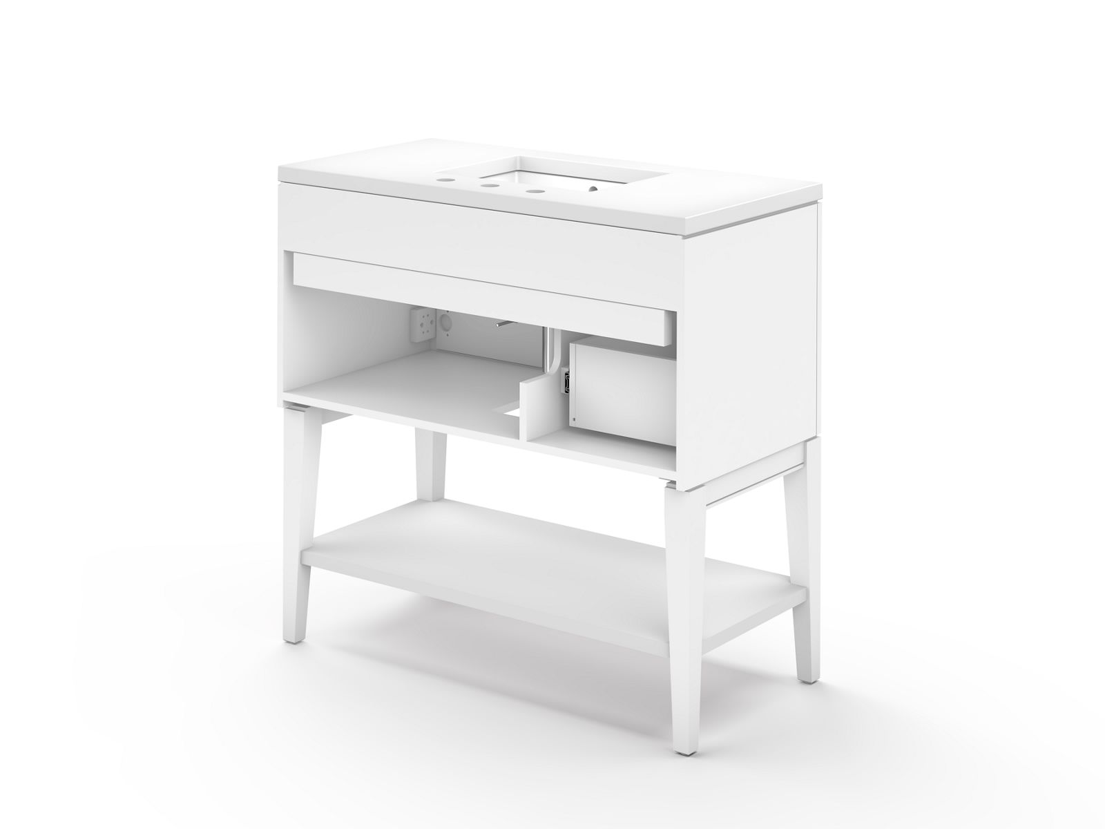 KOHLER K-33579-ASB-0 Winnow 36" Bathroom Vanity Cabinet With Sink And Quartz Top - White