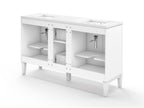 KOHLER K-33547-ASB-0 Southerk 60" Bathroom Vanity Cabinet With Sinks And Quartz Top - White