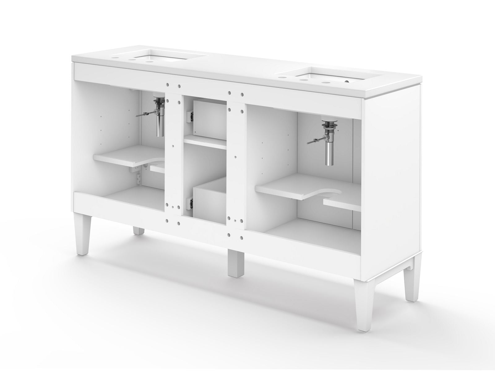 KOHLER K-33547-ASB-0 Southerk 60" Bathroom Vanity Cabinet With Sinks And Quartz Top - White