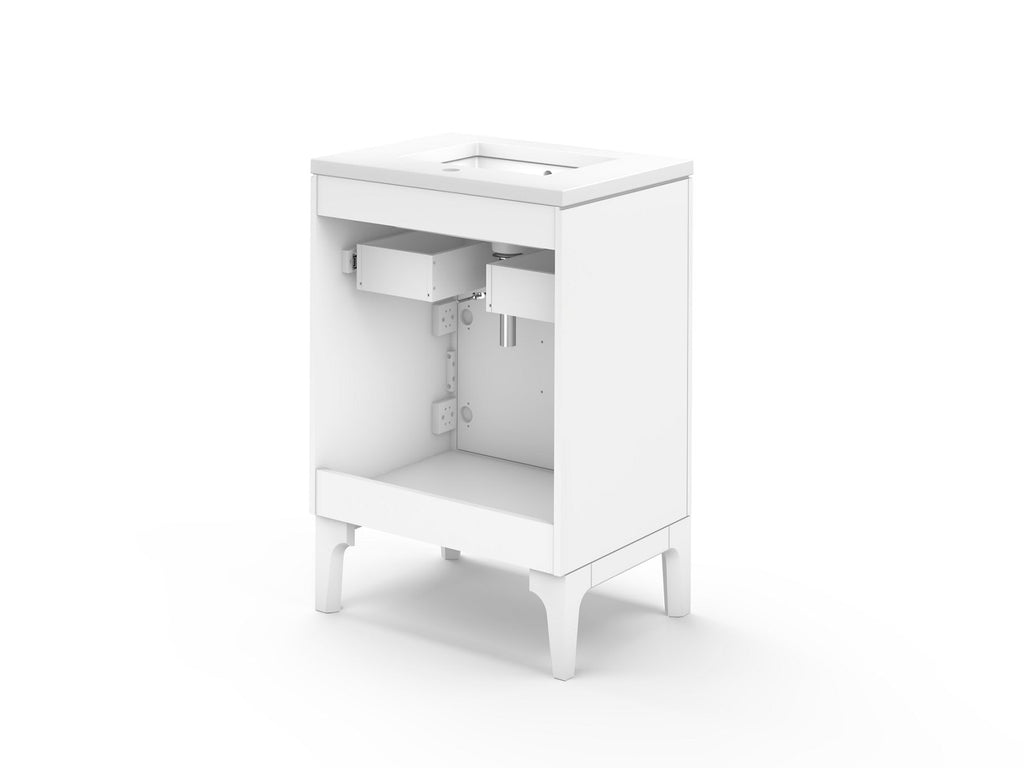 KOHLER K-33551-ASB-0 Seer 24" Bathroom Vanity Cabinet With Sink And Quartz Top - White