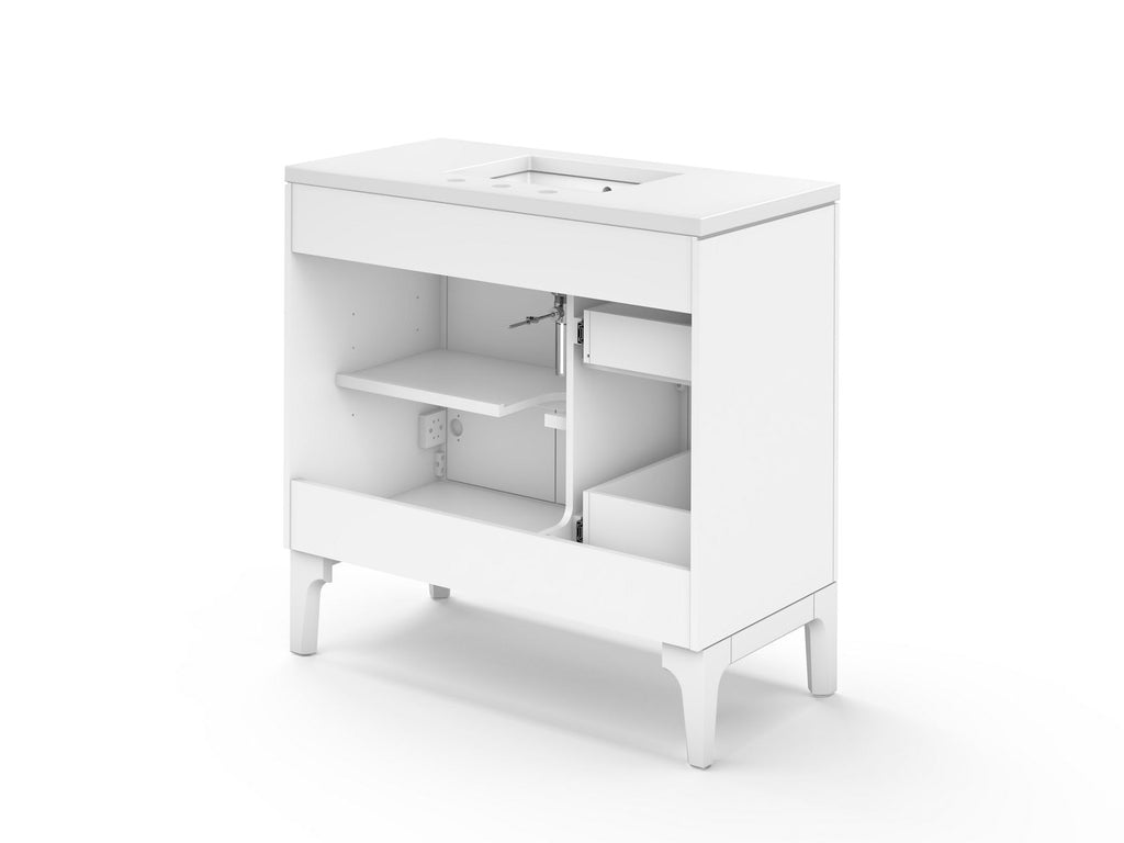 KOHLER K-33553-ASB-0 Seer 36" Bathroom Vanity Cabinet With Sink And Quartz Top - White