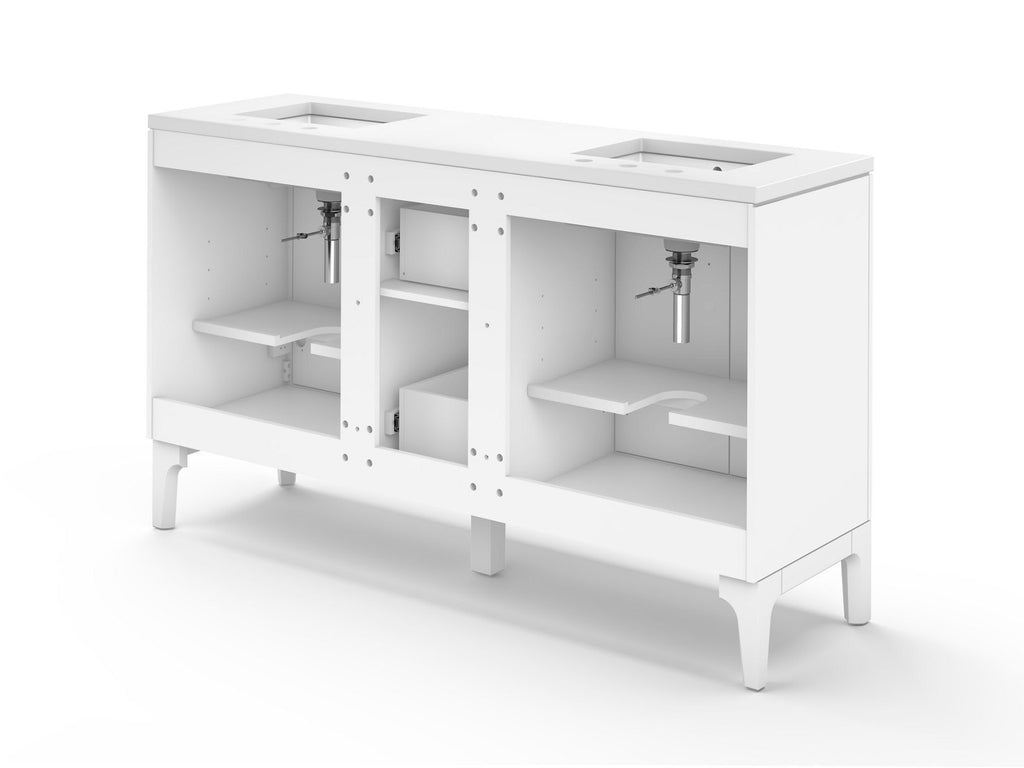 KOHLER K-33555-ASB-0 Seer 60" Bathroom Vanity Cabinet With Sinks And Quartz Top - White