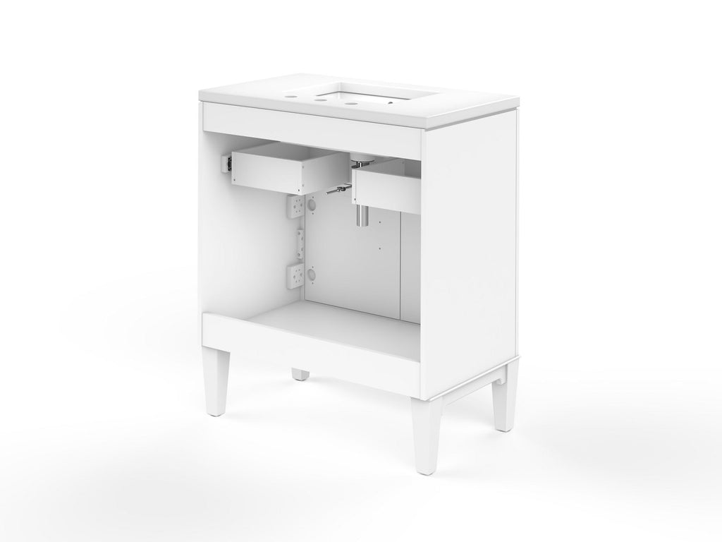 KOHLER K-33544-ASB-0 Southerk 30" Bathroom Vanity Cabinet With Sink And Quartz Top - White