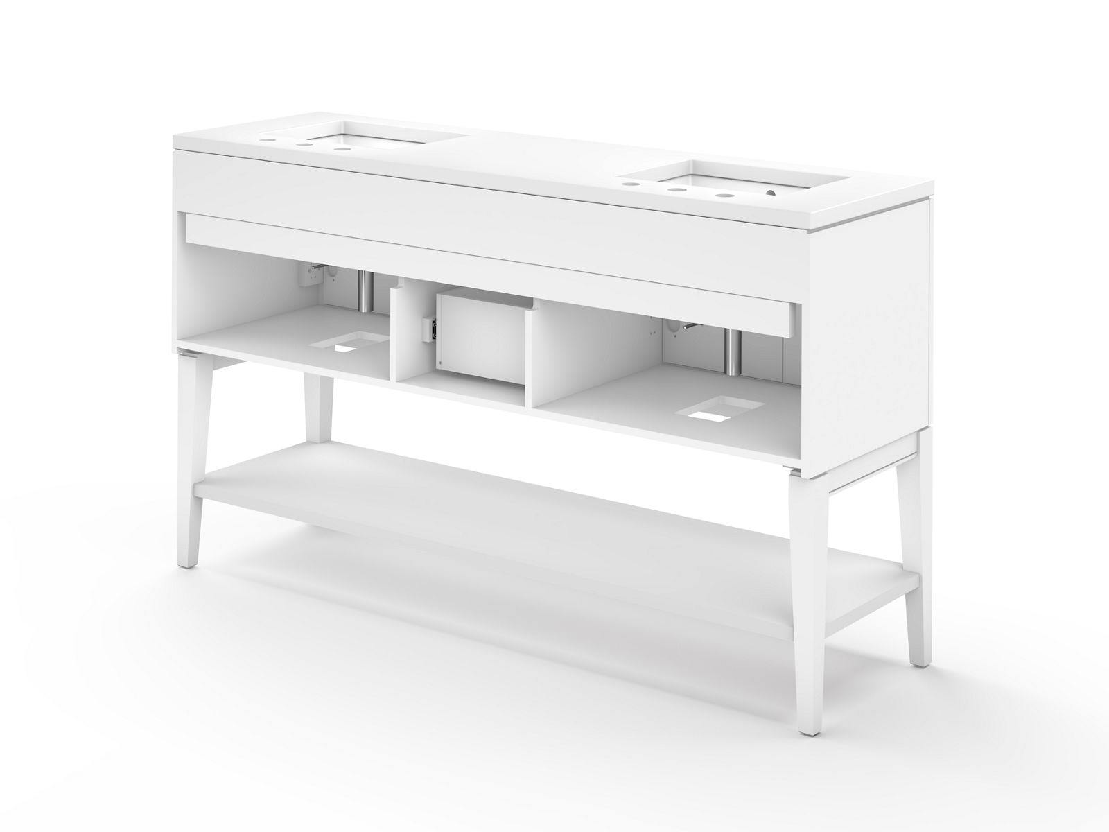 KOHLER K-33581-ASB-1WX Winnow 60" Bathroom Vanity Cabinet With Sinks And Quartz Top - Slate Grey