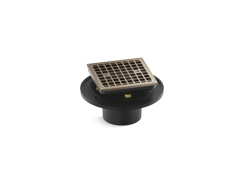 KOHLER K-22673-BV Clearflo Square Brass Tile-In Shower Drain - Vibrant Brushed Bronze