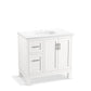 KOHLER K-31244-ASB-0 Quo 36" Bathroom Vanity Cabinet With Sink And Quartz Top In White