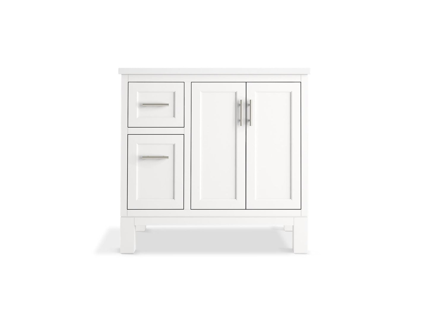 KOHLER K-31244-ASB-0 Quo 36" Bathroom Vanity Cabinet With Sink And Quartz Top In White