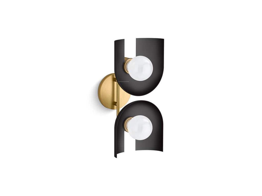 KOHLER K-31783-SC02-BML Jabot Two-Light Sconce - Black With Brass Trim