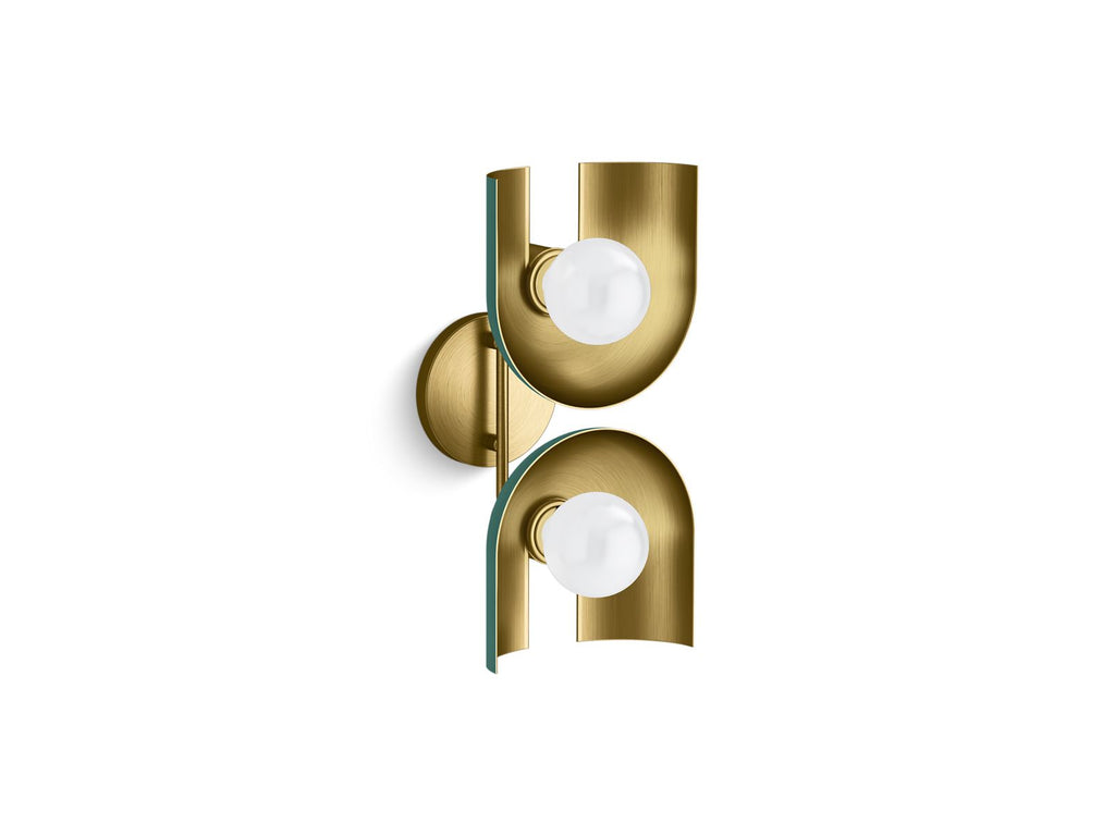 KOHLER K-31783-SC02-6GL Jabot Two-Light Sconce - Jade W/Brushed Moderne Brass Accents