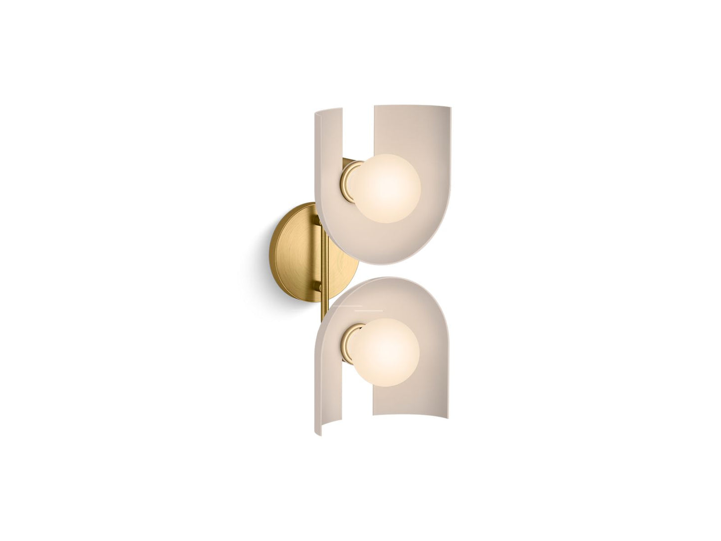 KOHLER K-31783-SC02-SLG Jabot Two-Light Sconce In Biscuit Satin with Brushed Moderne Brass